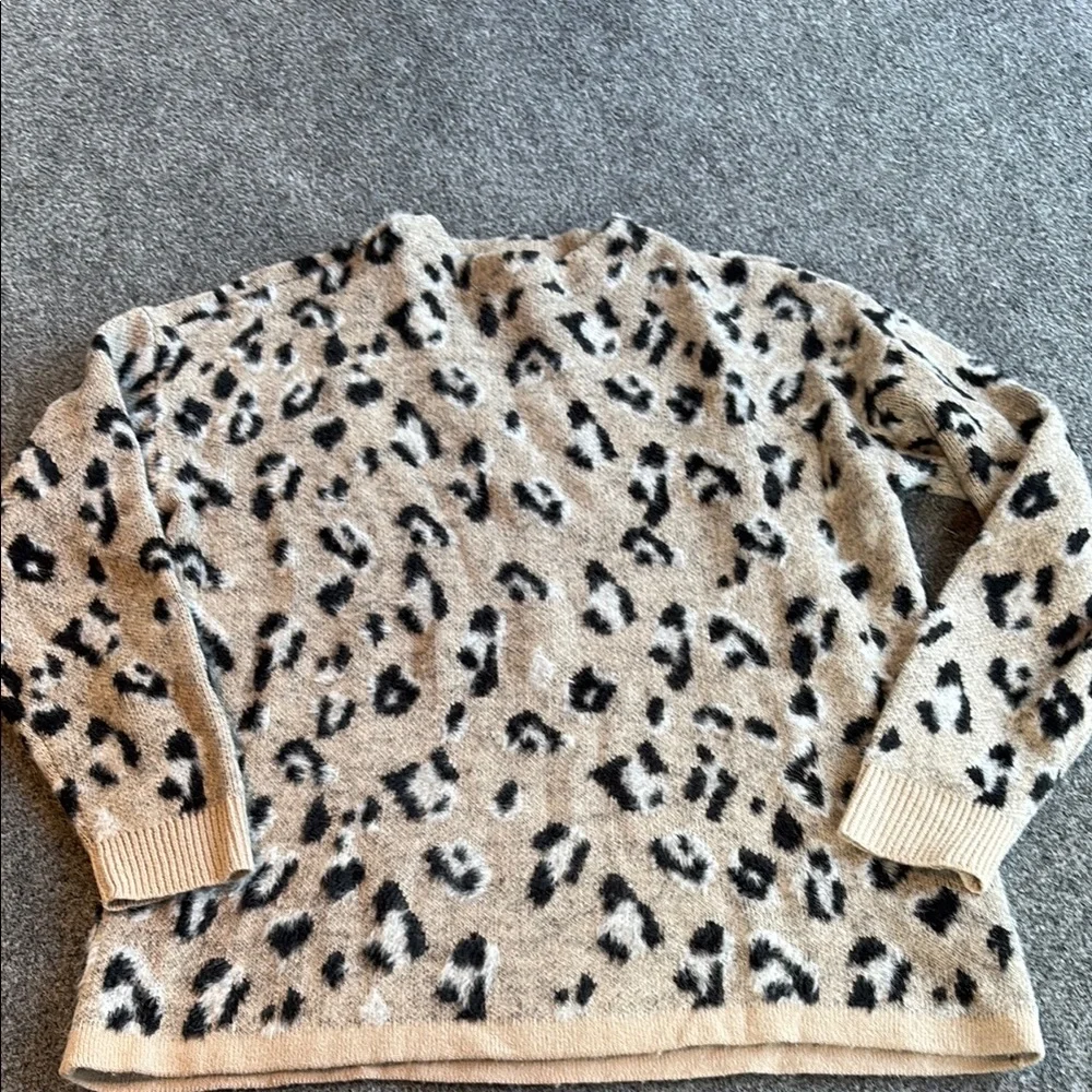 Women’s Tribal Leopard Print Sweater - Cream and Black - Size Large